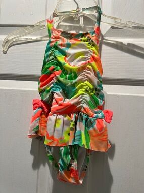 Cat & Jack Neon Swirl Ruffle One-Piece in Multicolor